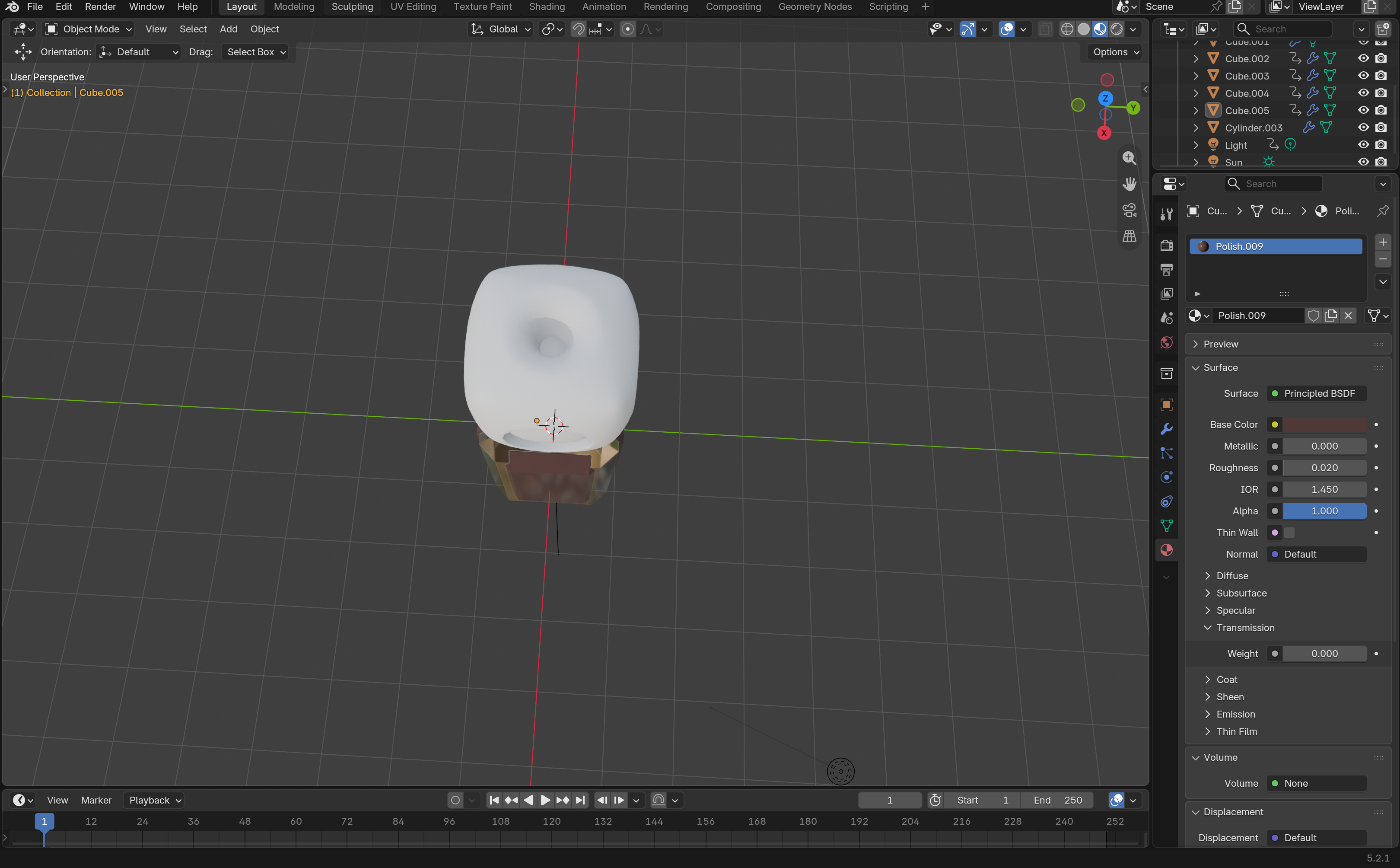 Bird's Eye View of Replicated Nail Polish Bottle in Blender